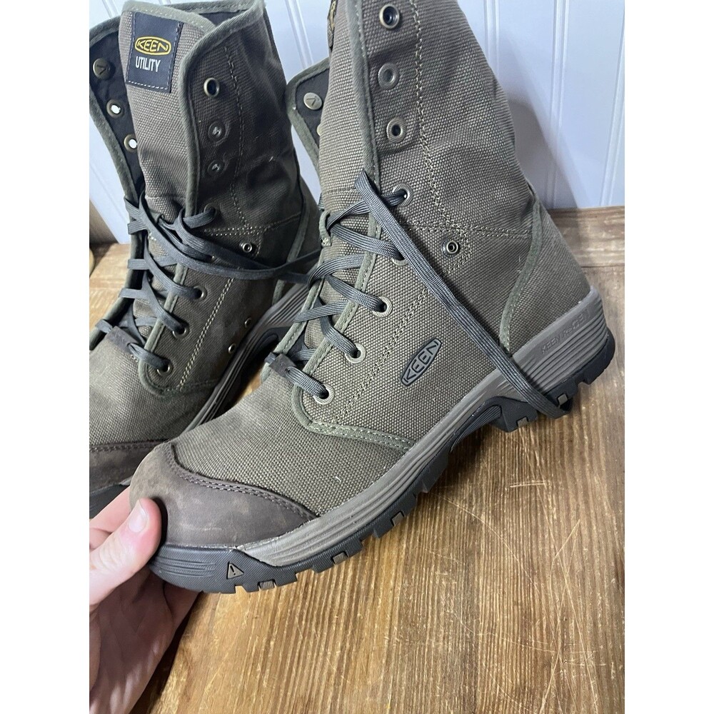 Men's Keen ASTM F 2413-18 Brown Military Green Work Steel Toe Utility Boots 14 - Picture 5 of 16